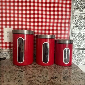Red Stainless Canister Set